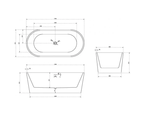 Акриловая ванна 170x80 см Abber AB9209MB