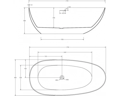 Акриловая ванна 170x80 см Abber AB9211MB