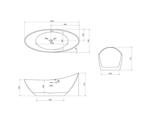 Акриловая ванна 183,5x78,5 см Abber AB9233MB