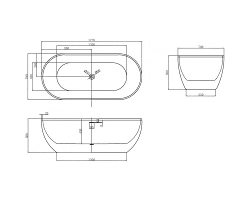 Акриловая ванна 172x79 см Abber AB9241MB