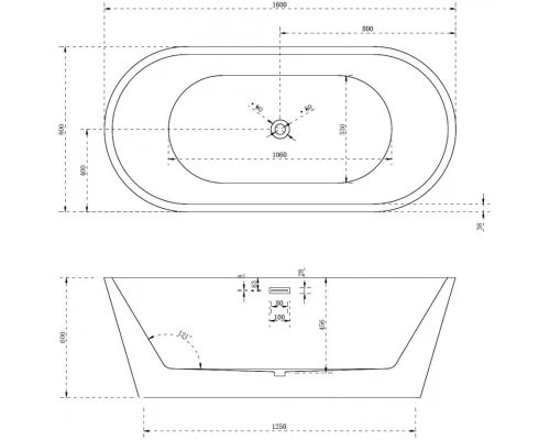 Акриловая ванна 160x80 см Abber AB9203-1.6