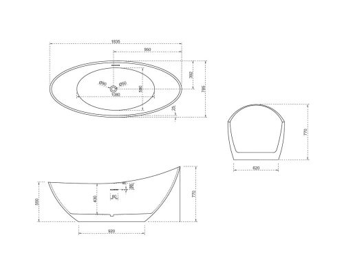 Акриловая ванна 183,5x78,5 см Abber AB9233
