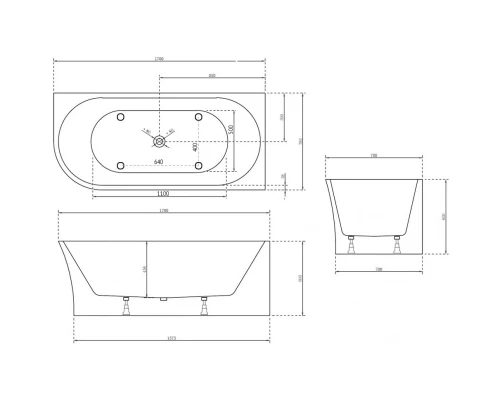 Акриловая ванна 170x78 см Abber AB9257-1.7 R