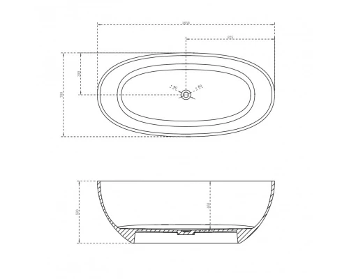Ванна из полиэфирной смолы 165x78 см Abber Kristall AT9701Onyx