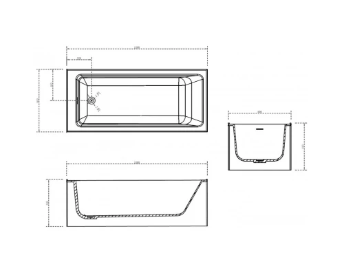 Ванна из литого мрамора 180x80 см Abber Blitz AS9502GB