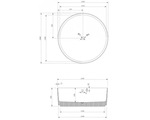 Ванна из литого мрамора 150x150 см Abber Stein AS9679Blau