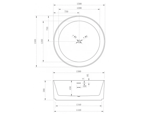 Акриловая ванна 150x150 см Abber AB9442