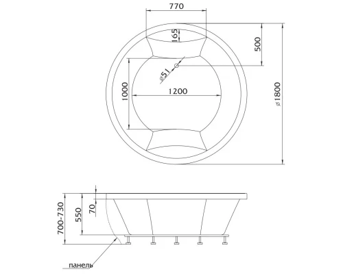 Акриловая ванна 180x180 см Aima Design Omega New 01омн1818