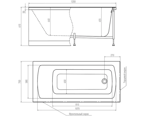 Акриловая ванна 120x70 см Alex Baitler Garda GARDA 120*70
