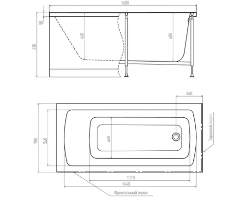 Акриловая ванна 160x70 см Alex Baitler Garda GARDA 160*70