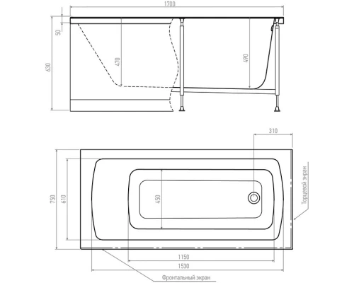 Акриловая ванна 170x75 см Alex Baitler Garda GARDA 170*75