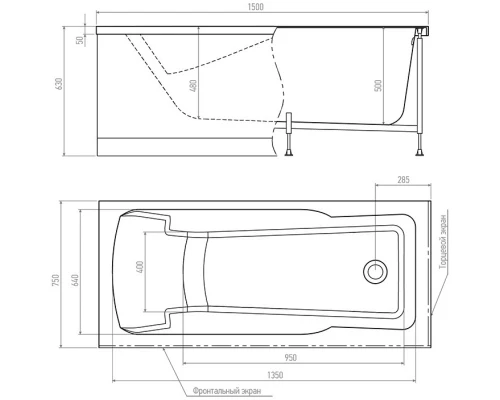 Акриловая ванна 150x75 см Alex Baitler Madin MADIN 150*75