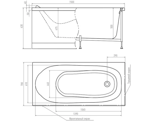 Акриловая ванна 150x70 см Alex Baitler Nemi NEMI 150*70