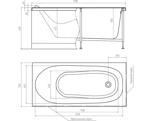 Акриловая ванна 170x75 см Alex Baitler Nemi NEMI 170*75