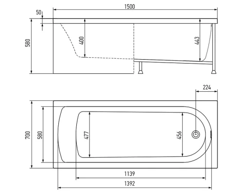 Акриловая ванна 150x70 см Alex Baitler Michigan MICHIGAN 150*70