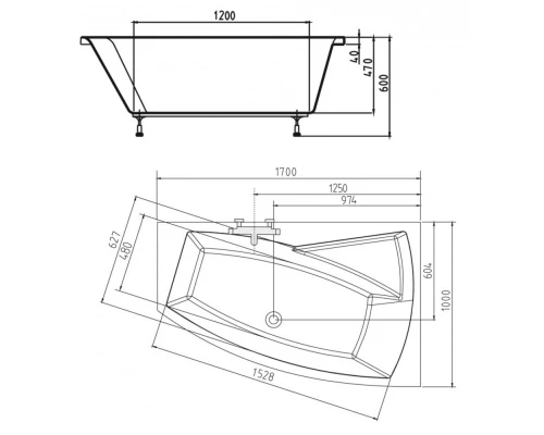 Акриловая ванна 170x100 см R Alpen Evia 22611