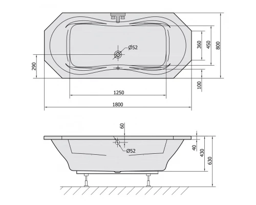 Акриловая ванна 180x80 см Alpen Fuga 31111