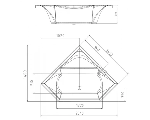 Акриловая ванна 145x145 см Alpen Floss A08611