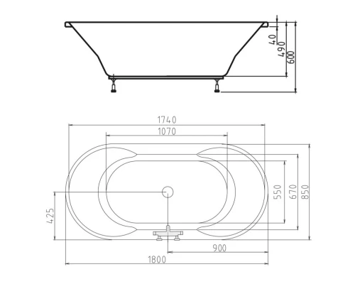 Акриловая ванна 180x85 см Alpen Io 16611