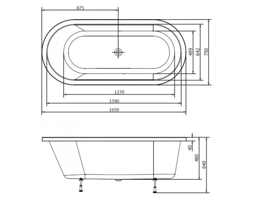 Акриловая ванна 165x75 см  Alpen Astra O 35611