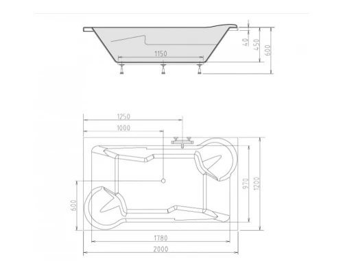 Акриловая ванна 200x120 см Alpen Duo 16111