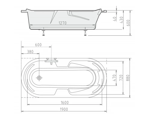 Акриловая ванна 190x88 см Alpen Linda 22111
