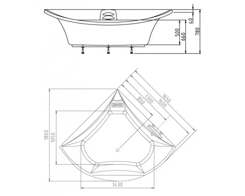 Акриловая ванна 165x165 см Alpen Bermuda 29219