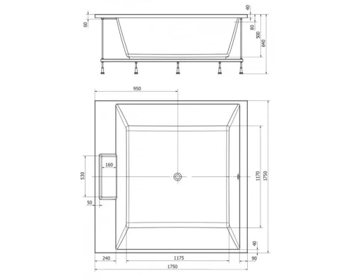 Акриловая ванна 175x175 см Alpen Came 23611