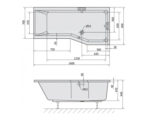 Акриловая ванна 160x84 см R Alpen Versys 15611