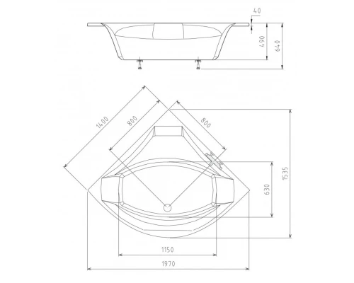 Акриловая ванна 140x140 см Alpen Rosana 64119