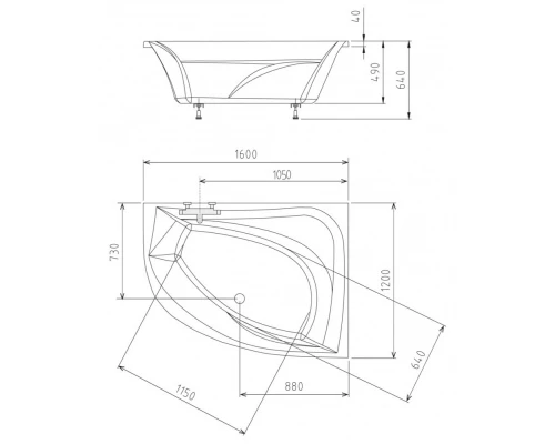 Акриловая ванна 160x120 см R Alpen Tanya 66119