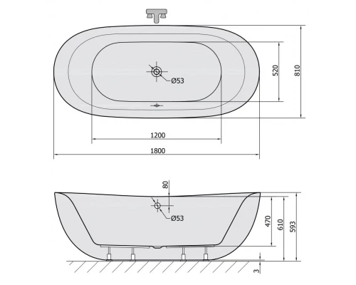 Акриловая ванна 180x81 см Alpen Zasu 69611