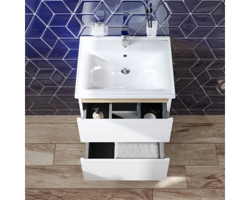 Комплект мебели белый глянец 55 см Am.Pm X-Joy M85AFHX0552WG + M85AWCC0552WG + M91AMOX0553WG