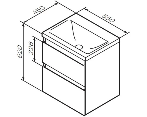 Комплект мебели белый глянец 55 см Am.Pm X-Joy M85AFHX0552WG + M85AWCC0552WG + M91AMOX0551WG