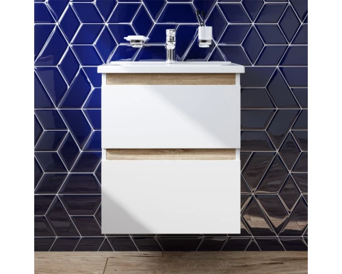 Тумба с раковиной белый глянец 55 см Am.Pm X-Joy M85AFHX0552WG + M85AWCC0552WG