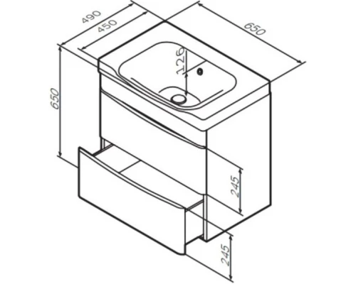 Комплект мебели белый глянец 65 см Am.Pm Like M80FHX0652WG + M80WCC0652WG + M80MPL0651WG