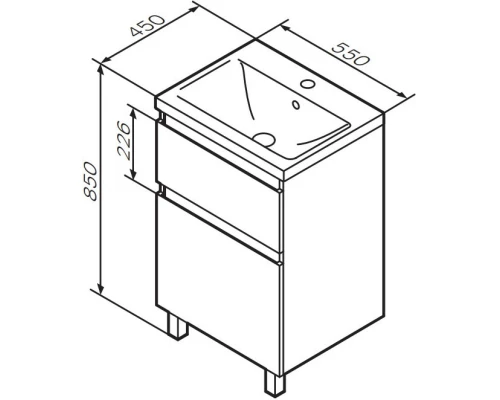 Комплект мебели белый глянец 55 см Am.Pm X-Joy M85AFSX0552WG + M85AWCC0552WG + M91AMOX0553WG
