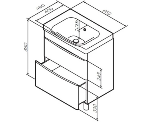Тумба с раковиной белый глянец 65 см Am.Pm Like M80FSX0652WG + M80WCC0652WG
