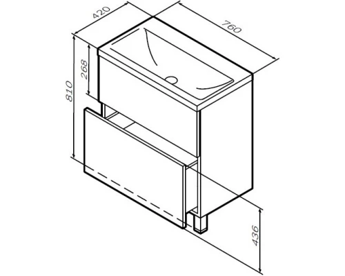 Комплект мебели белый глянец 80 см Am.Pm Gem M90FSX07522WG32 + M90WCC0752WG + M91AMOX0801WG