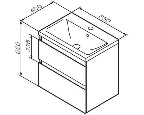 Тумба с раковиной белый глянец 65 см Am.Pm X-Joy M85AFHX0652WG + M85AWCC0652WG
