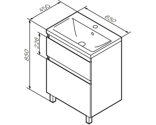 Комплект мебели белый глянец 65 см Am.Pm X-Joy M85AFSX0652WG + M85AWCC0652WG + M91AMOX0653WG