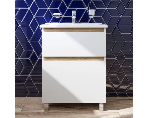 Комплект мебели белый глянец 65 см Am.Pm X-Joy M85AFSX0652WG + M85AWCC0652WG + M91AMOX0653WG