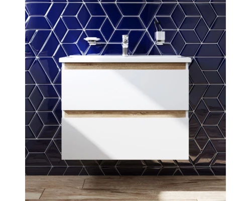 Тумба с раковиной белый глянец 80 см Am.Pm X-Joy M85AFHX0802WG + M85AWCC0802WG