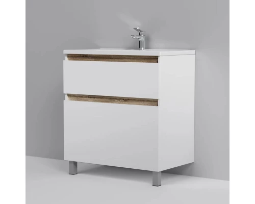 Комплект мебели белый глянец 80 см Am.Pm X-Joy M85AFSX0802WG + M85AWCC0802WG + M91AMOX0803WG