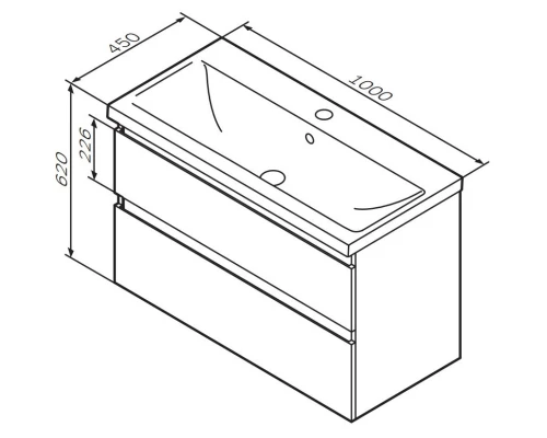 Комплект мебели белый глянец 100 см Am.Pm X-Joy M85AFHX1002WG + M85AWCC1002WG + M91AMOX1003WG