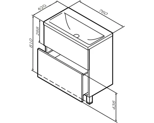 Комплект мебели графит матовый 80 см Am.Pm Gem M90FSX07522GM32 + M90WCC0752WG + M91AMOX0801WG