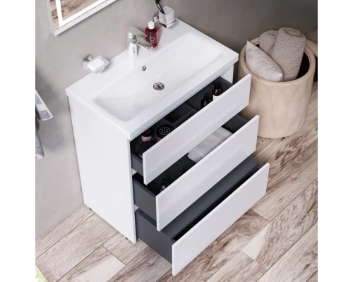 Тумба с раковиной белый глянец 76 см Am.Pm Gem M91FSX0752WG + M90WCC0752WG