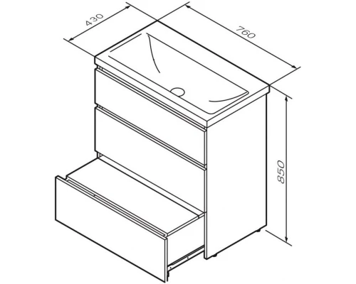 Комплект мебели графит матовый 80 см Am.Pm Gem S M91FSX0752GM + M90WCC0752WG + M91AMOX0801WG