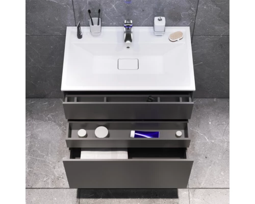 Тумба с раковиной графит матовый 80,8 см Am.Pm Inspire 2.0 M50AFHX0803GM + M50AWPX0801WG