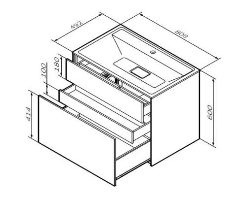 Комплект мебели белый матовый 80,8 см Am.Pm Inspire 2.0 M50AFHX0803WM + M50AWPX0801WG + M50AMOX0801SA
